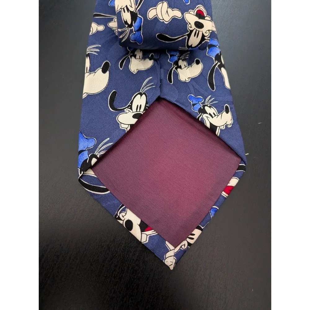 Disney Mickey Unlimited GOOFY All Over Print Tie Silk Blue‎ Korea Made 60